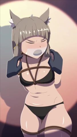 animated arms_behind_back arms_tied arms_tied_behind_back belly_button black_bra black_panties bondage bound bound_arms bound_legs bra bra_and_panties breasts caressing_face cat_ears catgirl curvy disembodied_hand female female_focus femsub gag gagged kbart monolith_soft navel nia nintendo no_sound panties putting_on_gag rope rope_bondage rope_harness silver_hair small_breasts stuffed_mouth_gag submissive submissive_female tagme tape tape_gag taped_mouth thick_thighs thighs tummy tummy_fold video xenoblade_(series) xenoblade_chronicles_2 yellow_eyes