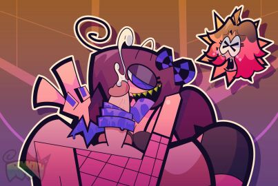 2girls blowjob cum cumming cumshot female grimm_(grimmzly) grimmzly tagme tonguejob trans_woman transfem