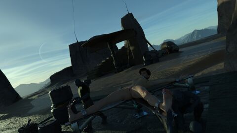 1girls 2boys 3d ball_gag blue_skin blue_skinned_male bondage bound bound_ankles bound_wrists clothed_male_nude_female completely_nude female gag gagged gagged_female height_difference male nude nude_female original saint_andrew's_cross spicebound spread_legs