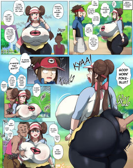 ass bittercream boyfriend-girlfriend breast_grab breasts cuckold dialogue female gigantic_ass gigantic_breasts groping huge_ass huge_breasts human hyper_breasts male nate_(pokemon) older_male_and_younger_female pokemon rosa_(pokemon) text ugly_bastard
