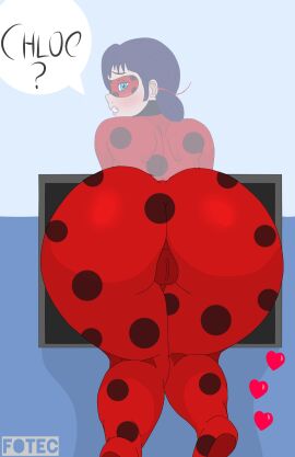 1girls 2d 2d_(artwork) artist_name ass ass_focus big_ass big_butt blue_eyes blue_hair blush bodysuit bubble_ass bubble_butt cameltoe clothed clothing domino_mask embarrassed english_text female female_only fotec fully_clothed heroine huge_ass ladybug_(character) large_ass latex latex_suit looking_at_viewer looking_back marinette_dupain-cheng miraculous:_tales_of_ladybug_and_cat_noir miraculous_ladybug pussy solo speech_bubble stuck_in_wall superheroine talking_to_viewer text text_bubble thick_ass thick_thighs thighs