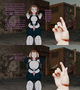 3d 3d_(artwork) 4k ass_expansion ass_growth back_alley big_ass big_breasts blender blender_(software) body_modification bodysuit boku_no_hero_academia breast_expansion breast_growth brown_hair chaoslord growth growth_lines growth_sequence hero_outfit_(mha) huge_ass huge_breasts male_pov multiple_images my_hero_academia ochako_uraraka ochako_uraraka_(hero_outfit) snap snapping_fingers tagme text thick thick_thighs uraraka_ochaco uraraka_ochako uraraka_ochako_(hero_outfit) uravity voluptuous_female wide_hips
