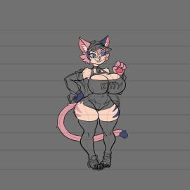 arsfromnowhere_(artist) big_breasts breasts bullying cat_ears cat_girl cat_paws cat_tail feline female furry gigantic_breasts huge_bgeasts monster monster_girl neko paws sketch smile smirk tail