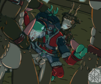 anthro antlers deer dragon femboy freyr kobold male mammal mythology reindeer scalie