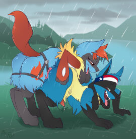 1boy 1cuntboy anal_penetration anal_sex anthro anus cuntboy duo duo_focus fuf intersex lucario male penis pokemon pokemon_(species) pussy strap-on strapon