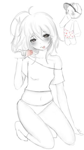 2d breasts brown_eyes cum_in_mouth female guest_(roblox) petite roblox sketch small_breasts tongue tongue_out white_background