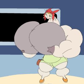 1boy animated anthro blush breasts busty_male caught_in_the_act colored feline furry gif grabbing_own_pecs hugging_own_pecs hyper_pecs male male_only male_with_breasts meow_(space_dandy) motorboating motorboating_self muscular muscular_arms muscular_legs muscular_male pecs pecs_bigger_than_head space_dandy spyrobiffy tagme top_heavy top_heavy_male