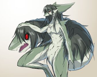 anthro dragon green_body green_hair kitsuko3310 male