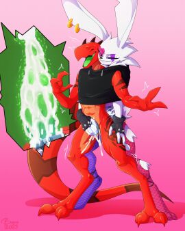 4:5 absurd_res alternative_fashion anal anthro autopenetration badoe(malicious) bere_nsfw big_tail bodily_fluids clothing cum cum_in_self cum_inside dildo duo ear_piercing ear_ring female forced_anal fur genital_fluids green_insides heart_tattoo hi_res lagomorph legwear leporid lightning_bolt_tattoo lizard male male/female mammal masturbation non-euclidean_sex penetration piercing portal_dildo portal_sex portal_strapon punk rabbit rebal(malicious) red_body red_skin reptile ring_piercing scalie sex sex_toy sharing_shirt stockings strapon tail tattoo thinking_with_portals white_body white_fur