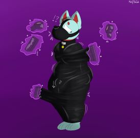 anthro bondage bound canid canine canis digital_media_(artwork) domestic_dog fur gag gagged gay hi_res husky male malesub mammal mintyskunk mummification mummified nordic_sled_dog restraints simple_background solo spitz submissive submissive_male tape yaoi