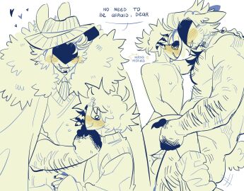 1boy artist_name blush bunny_ears bunny_tail dream_game english_text forsaken_(roblox) hairy_male mafioso_(dream_game) male myra_morka noob_(forsaken) roblox roblox_game robloxian scene_noob size_difference speech_bubble tagme text