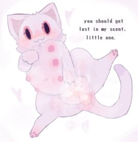 41 a_cat_is_fine_too anus belly blush bodily_fluids domestic_cat excessive_genital_fluids felid feline felis female feral genital_fluids genitals heart_symbol hi_res iigomeow mammal multi_nipple musk musk_clouds musky_pussy my_mother_ate_fries nipples paws plump_labia pussy raised_paw solo spread_legs spread_pussy spread_vulva spreading tail text the_cat_(shojs) vulva_line