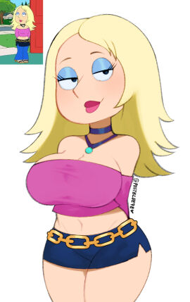 1girls 20th_century_fox 20th_century_studios 2d 2d_(artwork) absurd_res accessory arms_behind_back artist_name artist_signature athletic athletic_female bare_ass bare_legs bare_shoulders bare_thighs bedroom_eyes big_breasts big_thighs bimbo bimbo_body bimbo_lips black_eyes blonde blonde_female blonde_hair blue_bottomwear blue_eyeshadow blue_skirt bottomwear breast_focus breasts busty busty_teenager chest choker cleavage clothes clothing crop_top curvaceous curvy curvy_body curvy_female curvy_figure digital_drawing_(artwork) digital_media_(artwork) exposed_shoulders eyebrows eyebrows_raised eyelashes eyeshadow family_guy female female_only fit fit_female front_view gold_chain gold_jewelry half-closed_eyes hips hourglass_figure huge_breasts huge_thighs human jewelry legs_together light-skinned_female light_skin lips lipstick long_hair looking_at_viewer makeup mascara meg_griffin meg_griffin_(makeover) microskirt mostly_clothed narrowed_eyes navel necklace no_bra no_panties no_underwear pale-skinned_female pale_skin partially_nude pink_crop_top pink_lips pink_lipstick pink_shirt pink_topwear plump_lips pose posing postblue98 presenting presenting_breasts raised_eyebrows reference_image seductive seductive_eyes seductive_look seductive_pose seductive_smile short_skirt showing_off simple_background skin_tight skirt slim_waist smile smiling_at_viewer smooth_skin solo solo_female standing tag_panic teenage_female teenager thick_lips thick_thighs thighs thighs_together tight_clothing tight_fit topwear upper_body voluptuous voluptuous_female voluptuous_teenager waist_chain white_background wide_hips