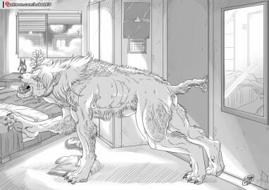 2016 4_toes 5_fingers action_figure all_fours animal_genitalia animal_penis balls bed bedroom blinds bodily_fluids building calendar_(object) canid canine canine_genitalia canine_penis cellphone claws closed_eyes computer dariuswhitefur desk detailed detailed_background dewclaw digital_drawing_(artwork) digital_media_(artwork) discarded_bottomwear discarded_shoe discarded_topwear door drooling electronics erection feet feral feral_only fingers fog full_moon fur fur_growth furniture genitals growth hair holding_head human_to_feral inside laptop light loboleo long_hair male male_only mammal mane mid-transformation mirror monochrome moon moonlight multi_nipple muscle_growth muscles muscular muscular_feral muscular_male mythological_canine mythological_creature mythology night nipples nude open_mouth pained_expression patreon patron paws penis penis_tip phone plant plant_pot poster potted_plant quadruped saliva shaded sharp_teeth sheath signature smartphone snout solo species_transformation table tablet tail tail_growth teeth the_dark_side_of_the_moon_(album) toe_claws toes tongue transformation wardrobe were werecanid werecanine werewolf window