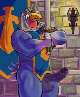 acnh animal_crossing balls birb bird boner broadsword castle cock cum cumming eagle grungebeetle himbo hyper knight male male_focus male_only medieval penis penis_out pent_up precum sterling_(animal_crossing) sword