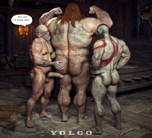 3boys 3d age_difference ass ass_grab back_muscles bald bald_male bara beard big_ass big_butt completely_naked completely_nude facial_hair fat_ass fat_butt fat_male father_and_son gay ginger ginger_hair god_of_war group_sex hairy hairy_ass hairy_chest hairy_legs hairy_male huge_ass huge_butt kratos large_ass large_butt long_hair male male/male male_only massive_ass massive_butt multiple_boys multiple_males muscles muscular muscular_arms muscular_ass muscular_back muscular_male naked naked_male nude nude_male obese obese_male odin old_male older_male older_male_and_younger_male red_hair thick_ass thick_butt thick_thighs thor_(god_of_war) threesome yaoi yolco