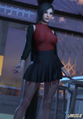 1girls 3d ada_wong ada_wong_(adriana) asymmetrical_hair bar_stool big_breasts biohazard black_hair black_jacket black_skirt blush_makeup breasts brown_eyes detailed_background eyeshadow feet_out_of_frame female female_only fit fit_female glossy_lips hands_to_sides image_set indoors jacket lawless3d legs legs_apart light_makeup lip_gloss makeup nipple_bulge no_nude no_nudity non_nude pleated_skirt pokies pose posing red_eyeshadow red_topwear resident_evil resident_evil_2 resident_evil_2_remake resident_evil_4 resident_evil_4_remake short_hair skirt sleeveless_topwear smirk smirking solo standing thighs turtleneck