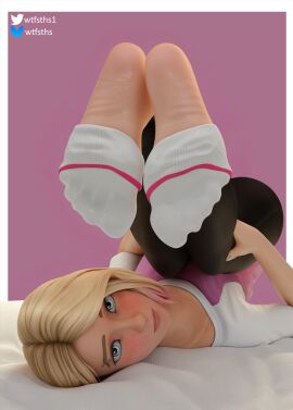3d asymmetrical_hair blonde_female blonde_hair blue_eyes blush blushing_at_viewer clothed clothing cute eye_contact feet feet_focus feet_together feet_up female foot_fetish foot_focus footwear ghost-spider gwen_stacy gwen_stacy_(spider-verse) light-skinned_female light_skin looking_at_viewer marvel marvel_comics multicolored_hair petite piercing puppy_eyes shy shy_smile skinny skinny_female socks solo solo_female solo_focus spider-gwen spider-man:_across_the_spider-verse spider-man:_into_the_spider-verse spider-man_(series) superhero superheroine tanline teenage_female teenager wtfsths