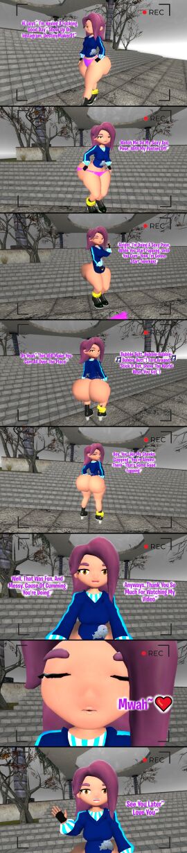 3d ass ass_bigger_than_head ass_cleavage ass_crack ass_jiggling big_ass big_butt bubble_ass bubble_butt butt_crack butt_naked clapping_ass clapping_cheeks comic desti_(smg4) dialogue garry's_mod gmod kaibernation kissing kissing_viewer panties panties_off peace recording_video singing smg4 talking_to_viewer text tugging_clothing twerking twerking_at_viewer wide_ass wide_hips winking_at_viewer