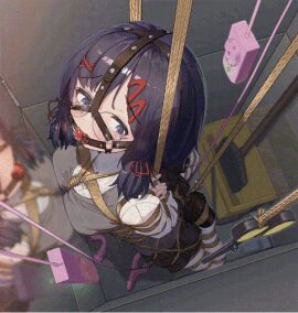 animated arms_behind_back arms_bound_behind_back ball_gag blue_eyes blush bondage bound bound_arms bound_legs breasts breasts_on_wall brown_rope crying crying_with_eyes_open dark_hair double_bun drolling empty_eyes female female_ejaculation female_ejaculation_through_clothes female_ejaculation_through_clothing folded_leg folded_legs forced_orgasm gag gif glasses hanging_bondage harness_ball_gag harness_gag helpless helpless_female in_container in_locker left_alone locker locker_bondage mind_break mios murffin neglect_play orgasm pink_vibrator pussy pussy_juice pussy_juice_drip red_ball_gag rope_bondage school_uniform shibari_over_clothes solo squirting struggling suspension suspension_bondage vibrator vibrator_cord vibrator_in_pussy white_legwear