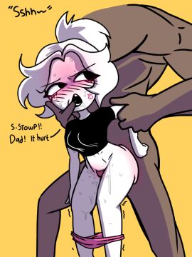 beaniebearz clothed_sex dialogue father_and_daughter incest pain raped_by_father sex sex_from_behind standing standing_sex sweat