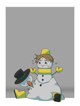 1girls body_modification female snowman tabasuko_(artist) tagme transformation yellow_(tabasuko) yellow_clothing