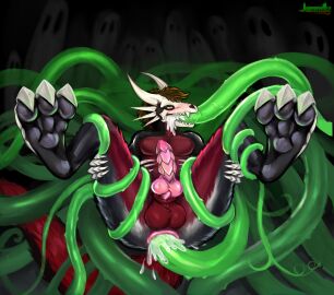 absurd_res anal anal_sex anatomically_correct anatomically_correct_genitalia anthro anus bone claws corax dragon genitals hi_res jemmily knot male male/male mythological_creature mythological_scalie mythology oral oral_penetration paws penetration penis scalie sex skull skull_dragon solo tentacle tentacle_in_mouth tentacle_penetration tentacle_sex