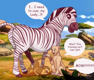age_difference animal_genitalia assisted_rape assisted_sex bad_parenting cub cum cum_in_pussy cum_inside disney erect_penis female female_cub feral feral_on_feral feral_only horsecock incest kiara kimirera lion male mother_and_daughter nala older_feral older_male orgasm_denial penis pussy questionable_consent the_lion_king young younger_female zebra