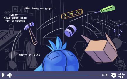 anthro ass avian bed bird bottomwear box bra can clothing comic container curvy_figure denim denim_bottomwear denim_clothing dracozhilla female furniture gesture hammer hi_res hourglass_figure humiliation jeans male martlet_(undertale_yellow) monochrome nails pants patreon penis penis_humiliation screwdriver small_penis_humiliation solo suggestive text throwing tools undertale undertale_yellow underwear url wide_hips wings