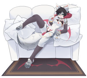 1girls 2d absurd_res anthro black_clothing black_footwear black_socks bodily_fluids clothing condom cum demon digital_media domestic_cat felid feline felis female female_only feral footwear furry genital_fluids genitals green_eyes hi_res humanoid lalamedli mammal nipples pussy sexual_barrier_device socks solo vaginal_fluids white_body