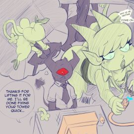 1_eye anus ass breasts cyclops dialogue erection female ivy_(nylonheretic) large_penis male nipples penis pussy table thick_ass thick_thighs thighs tiredkobold