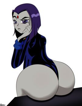 1girls ass ass_focus big_ass dc dc_comics female female_only goth goth_girl purple_eyes purple_hair rachel_roth raven_(dc) shadman_(style) solo teen_titans theanonyms white_background