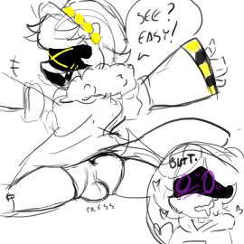 1boy 1girls 2d backsack balls ballsack bulge cute disassembly_drone female flustered glitch_productions humanoid magpiered male male/female murder_drones n_(murder_drones) robot robot_boy robot_girl robot_humanoid screen_face splits uzi_(murder_drones) worker_drone