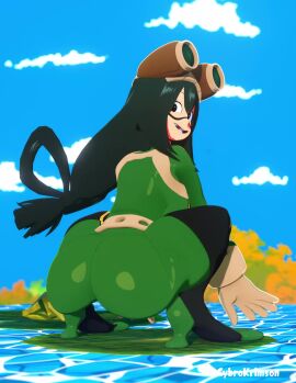 3d animated big_ass blender boku_no_hero_academia cybrokrimson hero_outfit_(mha) latex my_hero_academia skintight skintight_bodysuit tagme tsuyu_asui twerking video