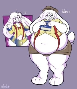 big_breasts big_bulge breasts bulge female huge_breasts lafrugele nerd overweight thick_thighs wide_hips