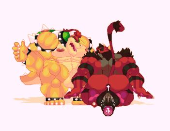 abs after_anal after_sex animated anthro anus areola armpit_hair ass back_muscles backsack balls ballsack biceps big_ass big_balls big_butt big_muscles big_penis blush bodily_fluids body_hair bowser claws cum cum_fart cum_from_ass cum_in_ass cum_inside cum_on_balls cum_on_ground cum_on_penis cum_on_self cumshot digital_media_(artwork) duo ejaculation erection fur gay generation_7_pokemon generation_8_pokemon genital_fluids genitals gesture hand_gesture hands-free hi_res humanoid_genitalia humanoid_penis incineroar kneeling legendary_pokemon looking_pleasured loop male male/male mario_(series) morinetsu muscles muscular muscular_anthro muscular_male nintendo nipples nude pecs penis penis_backwards perineum pixel_(artwork) pixel_animation pokemon pokemon_(species) short_playtime simple_background smile standing teeth thick_thighs tongue tongue_out triceps tuft v_sign white_background
