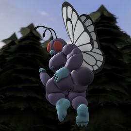 3d 3d_(artwork) antennae_(anatomy) anthro arthropod arthropod_abdomen ass balls big_ass big_balls big_butt big_penis butterfly butterfree casual_erection casual_nudity digital_media_(artwork) erection exhibitionism flying generation_1_pokemon genitals hi_res huge_cock humanoid hyper hyper_genitalia hyper_penis insects lepidopteran logdoesrenders male muscular muscular_anthro muscular_male nintendo nipples non-mammal_balls non-mammal_nipples pecs penis pokemon pokemon_(species) presenting presenting_hindquarters purple_body purple_penis red_eyes solo solo_focus source_filmmaker_(artwork) thick_thighs wings