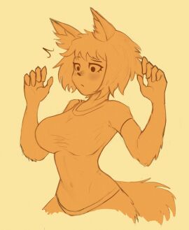 embarrassed furry shirt_only tagme tight_clothing