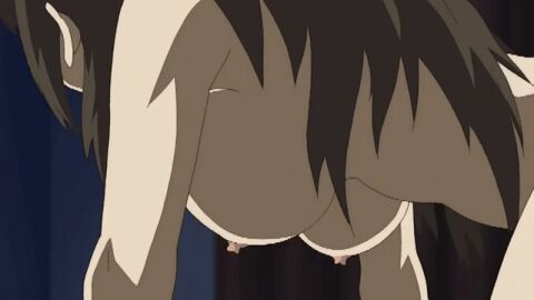 1girls 2010 2d animated anime_screenshot black_hair bouncing_breasts breasts female haha_sange implied_sex koga_hanae large_breasts long_hair mature_female nipples nude