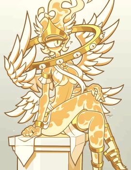 2d 2d_(artwork) angel angel_wings crossed_legs crossing_legs cyclops notyoursagittarius ophanim_(christianity) thrones_(angel)