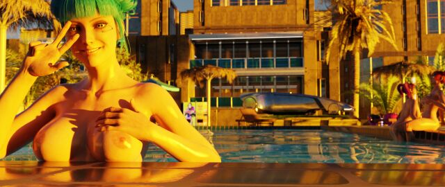 3d blender cyberpunk_2077 female multiple_females multiple_girls naked pool us-crack