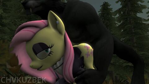 1boy1girl 3d 3d_animation animated chvkuzbek doggy_style fluttershy_(mlp) furry goth goth_girl happy my_little_pony raped_by_monster sfm sound source_filmmaker tagme video wolf