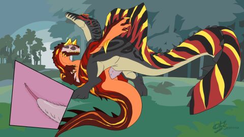 2d_animation abelisaurid animal_genitalia animal_penis animated carnotaurus dinosaur duo female feral from_front_position genitals hi_res loop lying male male/female male_on_top missionary_position nature nature_background on_back on_top penetration penile penile_penetration penis penis_in_pussy prehistoric_species pussy reptile scalie sevenma sex spiked_penis spikes spikes_(anatomy) spinosaurid spinosaurus theropod vaginal_penetration x-ray_view