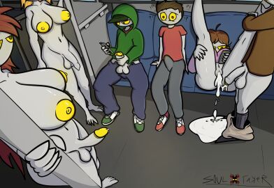 !? 1girls 2022 2d 2d_artwork 2futas 3boys ?! ahoge artist_logo artist_name artist_signature balls big_breasts big_penis blonde_hair bottomless breasts brown_hair cap casual casual_exposure casual_masturbation casual_nudity casual_sex clothed clothed_sex clothing cock confused cum cum_drip cum_in_pussy cum_inside cum_puddle cumdrip erection erection_under_clothes female free_use futanari grey_body grey_skin holding_leg holding_pole hoodie huge_breasts humanoid humanoid_penis hypercasual intersex jerkingoff legs_up looking_at_phone male male/female masturbation naked nipples nude nude_futa nudity penis phone precum public public_masturbation public_nudity public_sex public_transportation pussy sex smooth_balls smooth_penis soultaker_(artist) subway subway_train sweat sweating train worried yellow_areola yellow_eyes yellow_glans