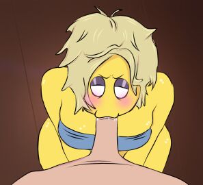 ass banana_zombie bananazombie big_breasts big_thighs bikini bikini_top blonde_female blonde_hair blowjob blowjob_pov blue_bikini blush breasts cum cum_drip dick fat_ass fat_butt female glowing_eyes huge_thighs male messy_hair penis sucking sucking_penis sucking_tip thick_ass thick_thighs white_eyes yellow_hair yellow_skin zombie zombie_catchers zombie_girl zombiecatchers