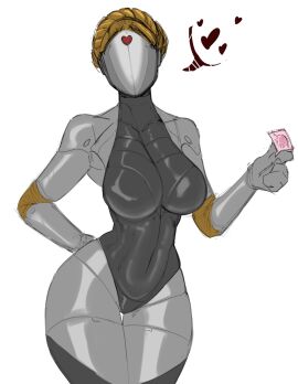 1girls atomic_heart bare_arms bare_shoulders bare_thighs big_breasts breasts brown_hair clothed clothing color condom dare_to_exist eyeless_female faceless_female female female_focus female_only fit fit_female hi_res large_breasts robot robot_girl robot_humanoid short_hair solo solo_female tagme the_twins_(atomic_heart) thick_thighs