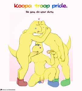 2024 4_fingers anthro balls bisexual_pride_colors blue_clothing blue_eyes blue_footwear blue_koopa_troopa blue_shoes bodily_fluids bodypaint border circumcised closed_eyes clothing dabelette dripping english_text erection face_paint fellatio fingers flaccid footwear footwear_only foreskin french_kissing front_view gay genital_fluids genitals glans green_clothing green_footwear green_koopa_troopa green_shoes group hand_on_head hand_on_neck hand_on_penis hand_on_shoulder handjob heart_symbol hi_res humanoid_genitalia humanoid_penis kissing kneeling koopa koopa_troopa lgbt_pride lgbt_pride_month looking_at_genitalia looking_at_penis male male/male male_only mostly_nude nintendo nude oral oral_penetration pansexual_pride_colors patreon patreon_logo penetration penile penis pink_background pink_glans plantigrade precum precum_drip pride_color_face_paint pride_colors rainbow_pride_colors red_clothing red_footwear red_koopa_troopa red_shoes scalie sex shoes shoes_only side_view simple_background standing super_mario_bros. tail text trio uncircumcised url vincian_pride_colors white_border yaoi yellow_balls yellow_body yellow_foreskin yellow_penis yellow_skin yellow_tail