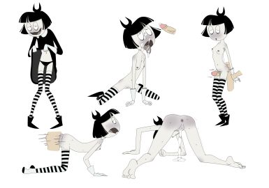 1boy 1girls adult_swim ahe_gao anal anal_sex blush creepy_susie cum cum_in_mouth cum_in_pussy drooling female goth goth_girl horny horny_female leaking_cum male panties pussy striped_legwear the_oblongs thigh_sex vaginal_sex