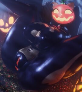 anus cat_ears cat_girl detailed_background drakepowers fortnite graveyard halloween huge_ass huge_breasts nipples presenting presenting_anus presenting_pussy pumpkin pumpkin_head spice_(fortnite) tombstone vagina voluptuous