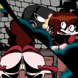 anus ass big_ass big_breasts big_butt breasts brown_hair bullet bullet_bill female fire friday_night_funkin friday_night_funkin_mod girlfriend_(friday_night_funkin) imminent_death marios_madness pussy secret_histories secret_histories_gf_(marios_madness)